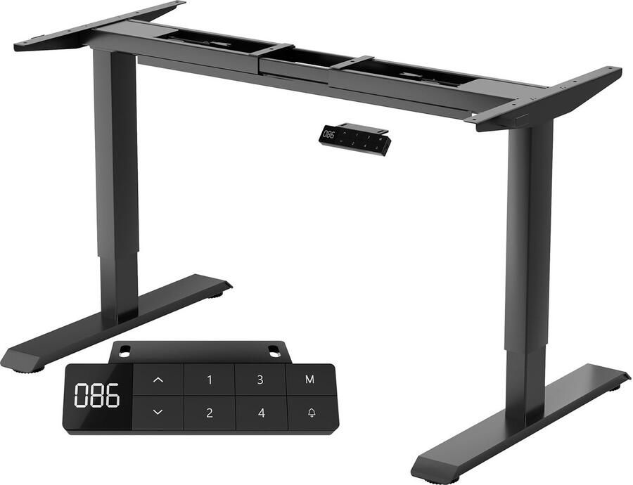 Corenia Verstelbaar Bureauframe – Zit-Sta Bureauframe – Bureau Onderstel – Bureaufame – Desk Frame – Mat Zwart – 3 Hoogtes 60-125 cm – Robuust IJzeren Frame