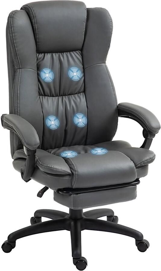 Corenia Verstelbare Bureaustoel – Ergonomische Stoel – Bureaustoel Met Massage – Bureaustoel Met Voetensteun – 6 Vibratiepunten – Kantelbaar Tot 135°