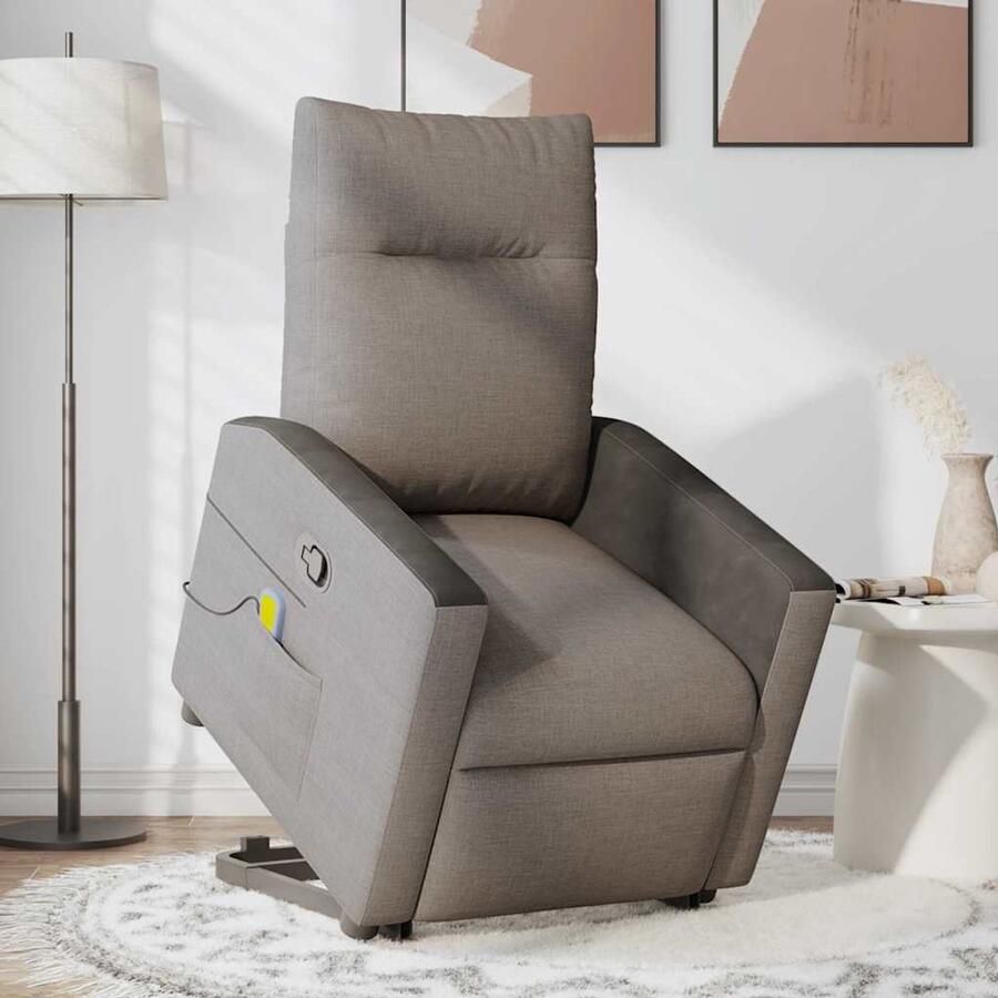 Corenia Verstelbare Fauteuil – Relaxstoel – Liftstoel – Zitzak – Elektrische Stoel – Manueel Verstelbaar – Liftfunctie Voor Gemakkelijk Opstaan – Ademend Taupe Textiel