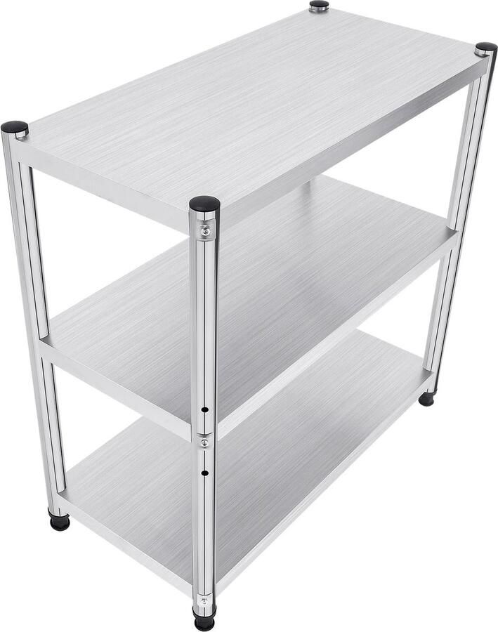 Corenia Verstelbare RVS Keukenrek Ruimtebesparend Met Hoge Draagkracht Ruimtebesparende Metalen Opbergplank voor Keukens 80×40×80cm 3-laags