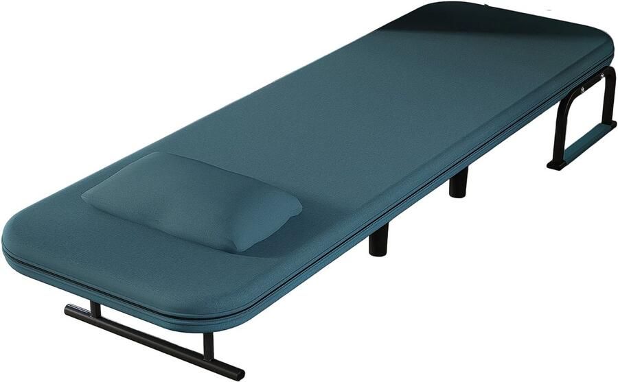 Corenia Verstelbare Stoel – Losse Stoel – Relaxstoel – Slaapstoel – Fauteuil – 5-Instelbare Rugleuning – Stevig Metalen Frame – Blauw