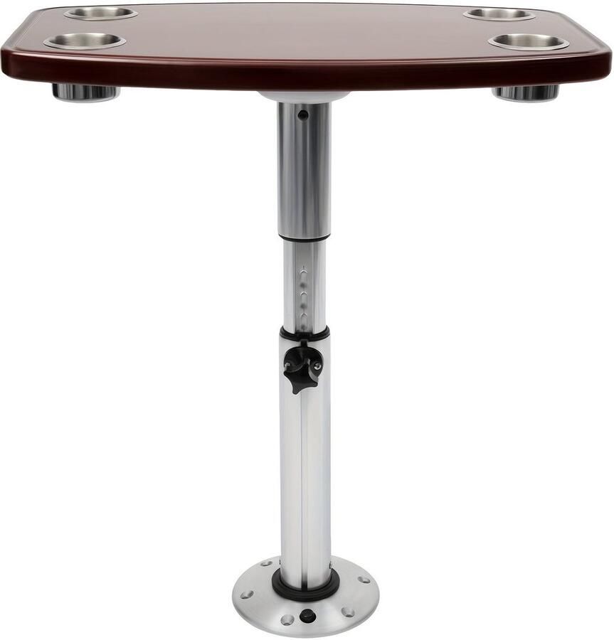 Corenia Verstelbare Tafel – Kampeertafel – Caravantafel – Boottafel – Campertafel – Eikenhouten Blad – 4 Bekerhouders – Hoogte Verstelbaar 56 5-72 cm