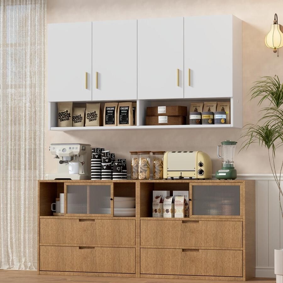 Corenia Wandkast – Keukenkast – Opbergkast – Badkamerkast – Bijkeukenkast – Wit – 3 Planken & 2 Deuren – Compact & Vochtbestendig