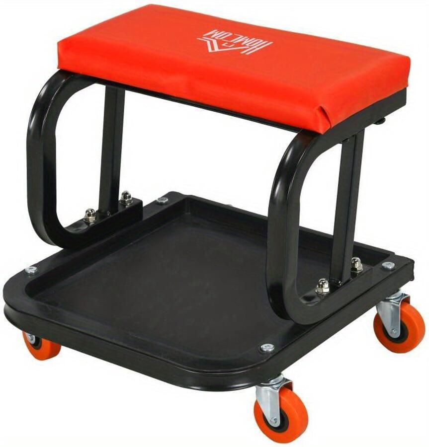 Corenia Werkkruk – Werkstoel – Montagekruk – Garagekruk – Werkplaatskruk – Stevige Stalen Constructie – Gevoerde Zitting Met Opbergruimte