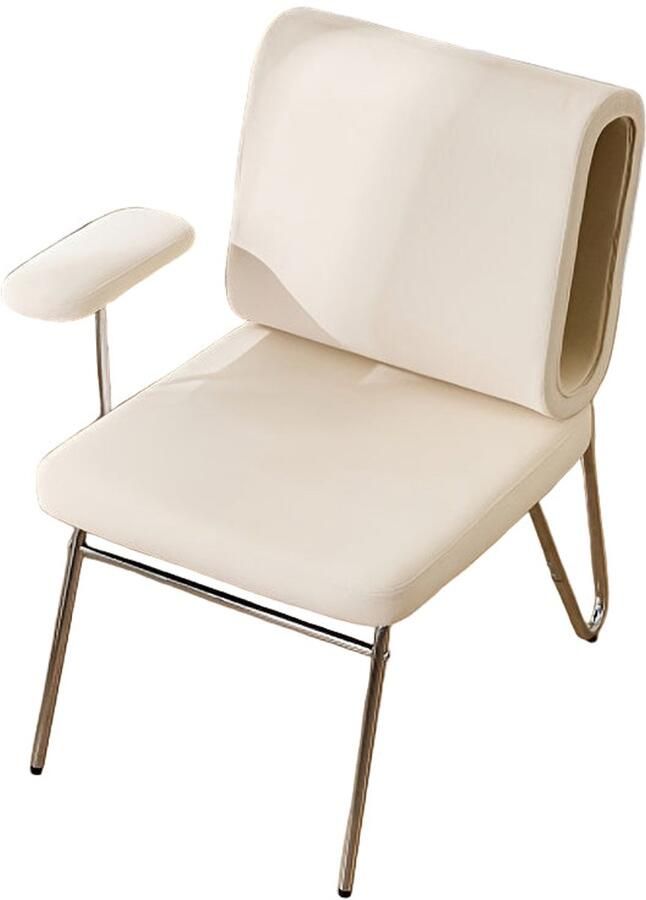 Corenia Witte Bureaustoel – Bureaustoel – Werkstoel – Stoel – Eetkamerstoel – Metalen Frame – Comfortabel Katoenen Kussen