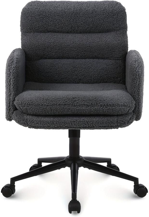 Corenia Youhauchair home office chair 360° swivel comfortable faux fur office chair adjustable height with backrest and armrests suitable for bedroom computer desk in beige dark grey Office Furniture Chaise De Bureau Ergonom