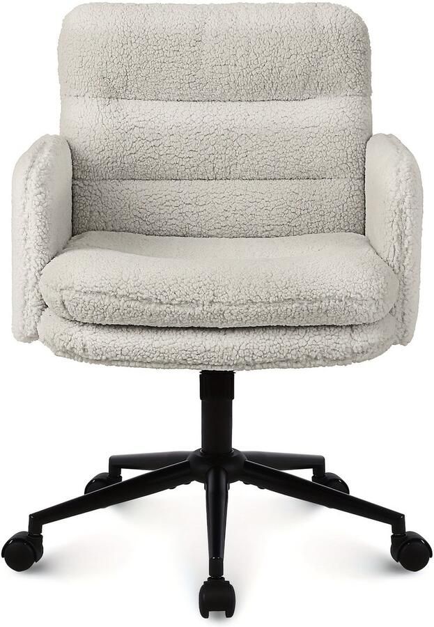 Corenia Youhauchair home office chair 360° swivel comfortable faux fur office chair adjustable height with backrest and armrests suitable for bedroom computer desk in beige dark grey Office Furniture Chaise De Bureau Ergonom