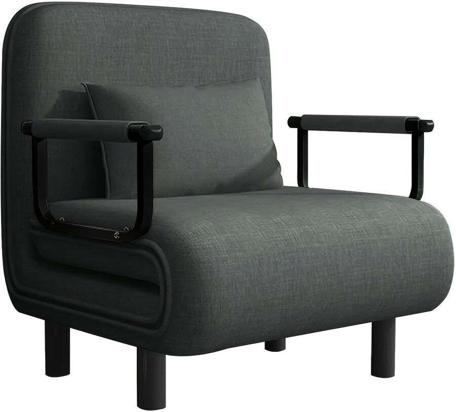 Corenia Zithoekbed – Slaapbank – Slaapstoel – Slaapfauteuil – Slaapzetel – Verstelbare Rugleuning 5-standen – Duurzame Polyester Bekleding – Compact 60x68x85 cm – Geen Montage – Grijs