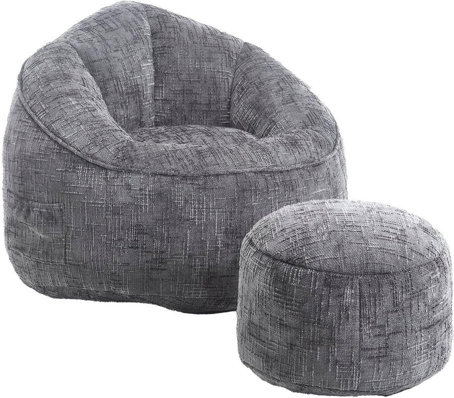 Corenia Zitzak Fauteuil – Zitzakstoel – Relaxstoel – Poef – Chenille Bekleding – Foamvulling – Lichtgewicht 19 5 Kg