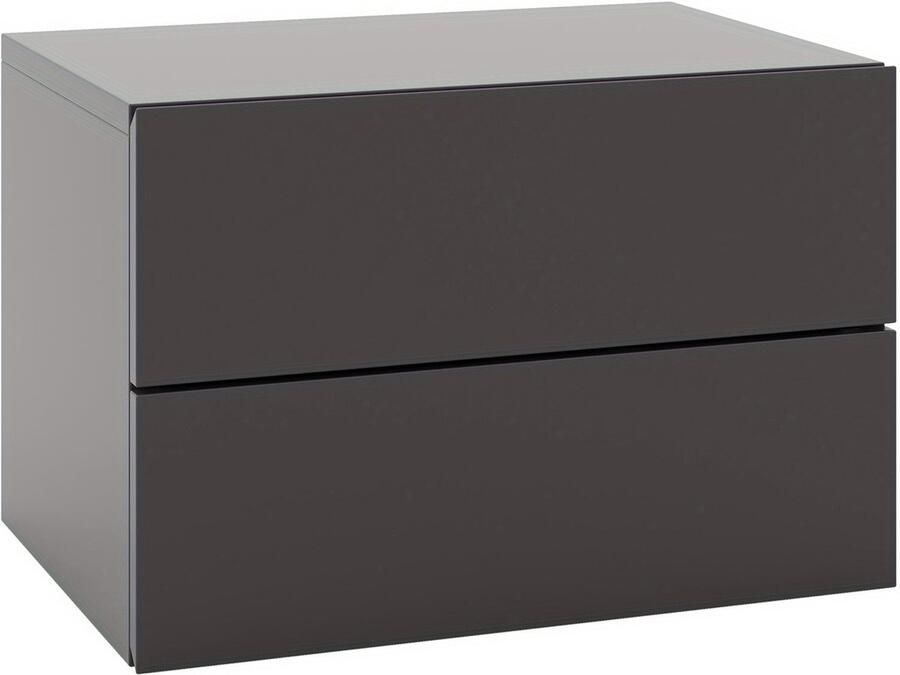 Corenia Zwevend Nachtkastje – Wandkastje – Bedside Table – Nachtmeubel – Opbergkastje – Set Van 2 – Met 2 Lades – Muurbevestiging Voor Stevige Muren – Strak Grijs Design
