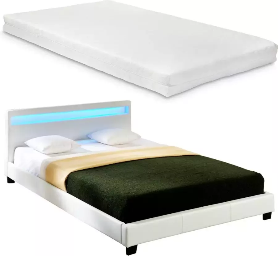 Corium LED-Ledikant Parijs incl. matras bedbodem 160x200 wit