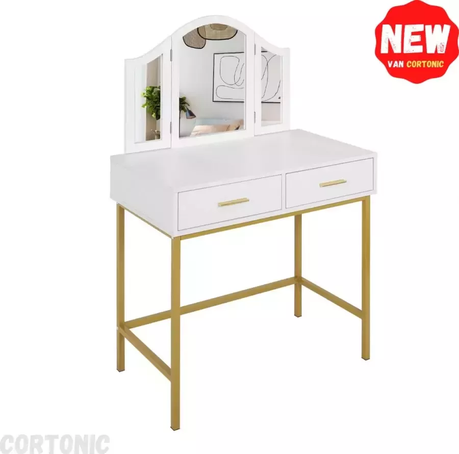 Cortonic Make up tafel Kaptafel met Spiegel Modern Schminktafel 3 Spiegels