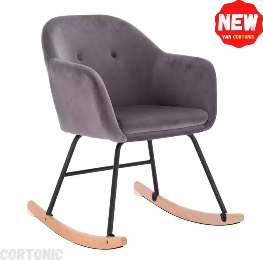 Cortonic Schommelstoel Ergonomische Ligstoel Relaxstoel Relax Fauteuil Stoel Donker Grijs Velvet