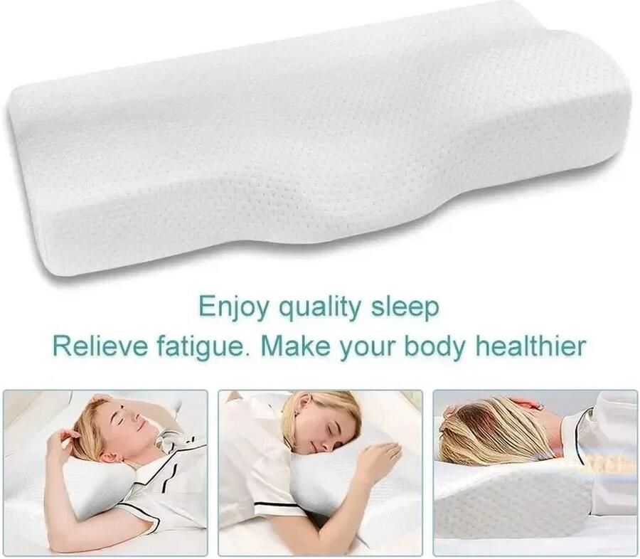 Cosas Buenas Orthopedisch Kussen 1 Stuk Traagschuim Bed Nekbescherming Trage terugslag Geheugenkussen Vlindervormige Gezondheid Cervicale Nek Therapeutisch Slaapgedrag Verbeterde slaap