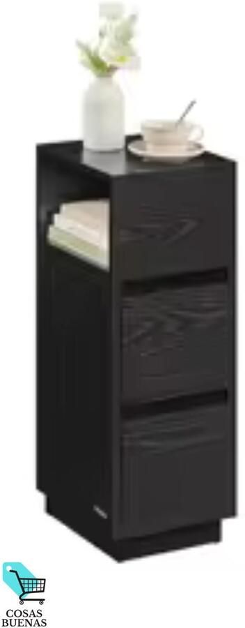 Cosas Buenas Vasagle Nachtkastje Smal Bijzettafel Zwart Met 2 Laden Opbergruimte Slaapkamer Kleine kast Woonkamer