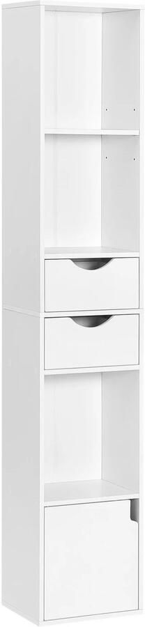 Cosas Buenas WOLTU Boekenkast Wit Staand Plank Laden Deur 30x158x24cm Woonkamer Slaapkamer Smalle Hoge Kast