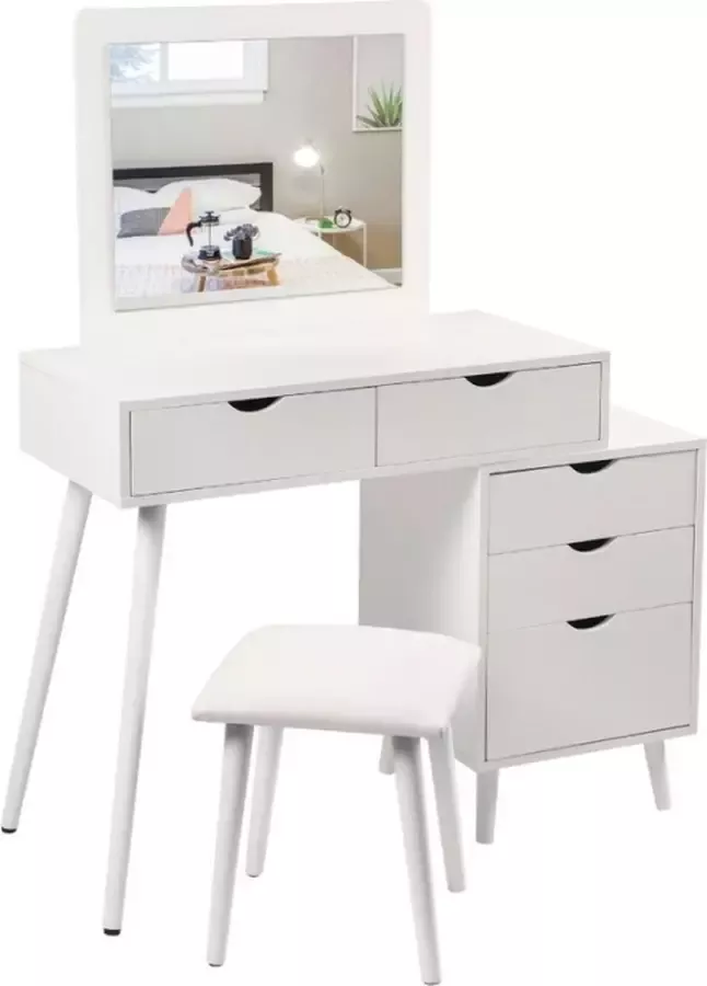 Cosment Cosmetic Dressing Table with Makeup Mirror Stool make up tafel Kaptafel met spiegel make up tafel kinderen make up tafel met spiegel