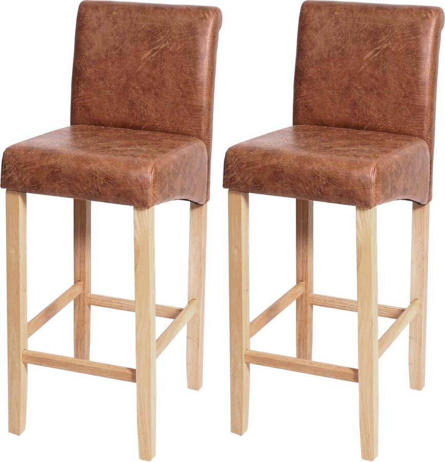 Cosmo Casa 2-Delige set barkrukken Barkruk toonbankkruk- Hout Suède-Imitatie- Lichte poten- Stof-Textiel