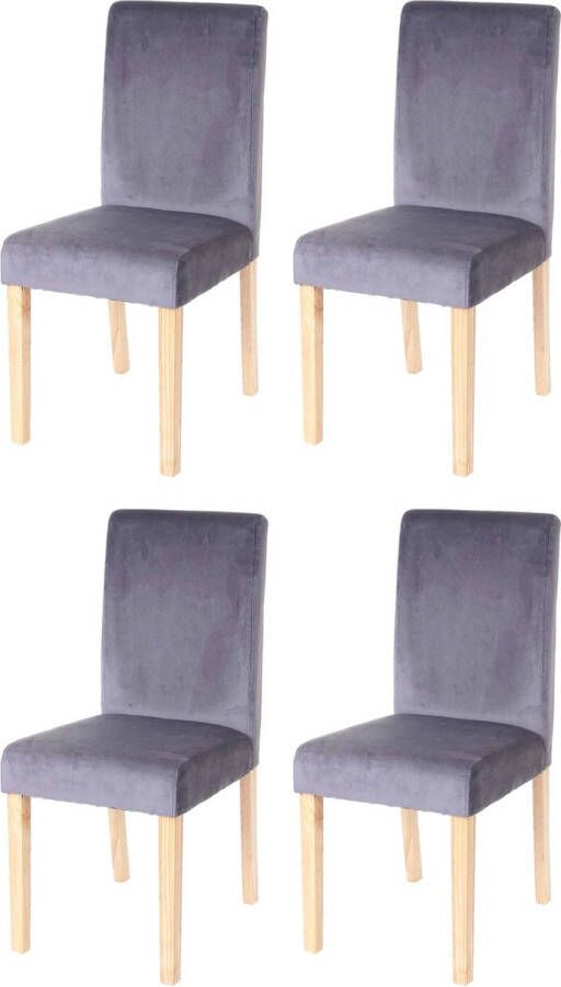 Cosmo Casa 4-Delige set eetkamerstoelen Littau- Fluweel Grijs- Lichte poten