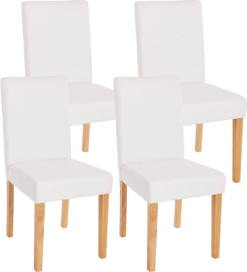 Cosmo Casa 4-Delige set eetkamerstoelen Littau Kunstleer- Mat wit- Lichte poten - Foto 1