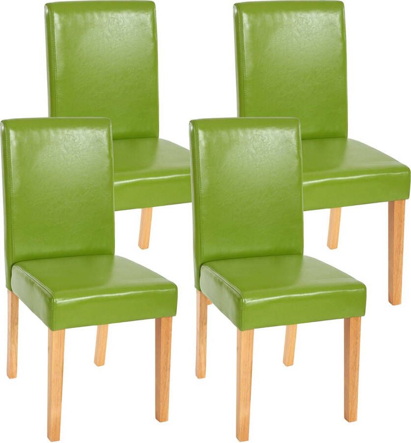 Cosmo Casa 4-Delige set eetkamerstoelen Stoel Keukenstoel Littau Kunstleer- Groen- Lichte poten