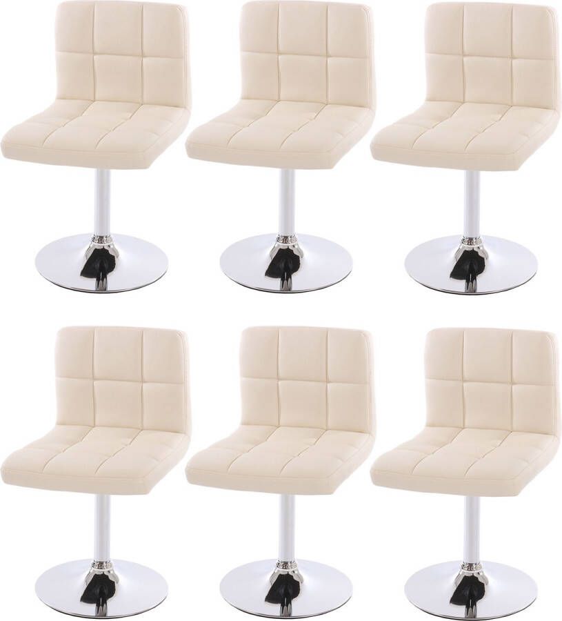 Cosmo Casa 6-delige set eetkamerstoelen Draaistoel Kavala Kunstleer Chroom ~ crème