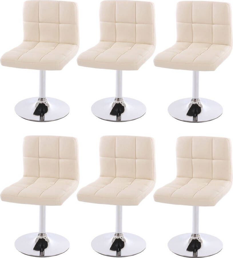 Cosmo Casa 6-delige set eetkamerstoelen Draaistoel Kavala Kunstleer Chroom ~ crème