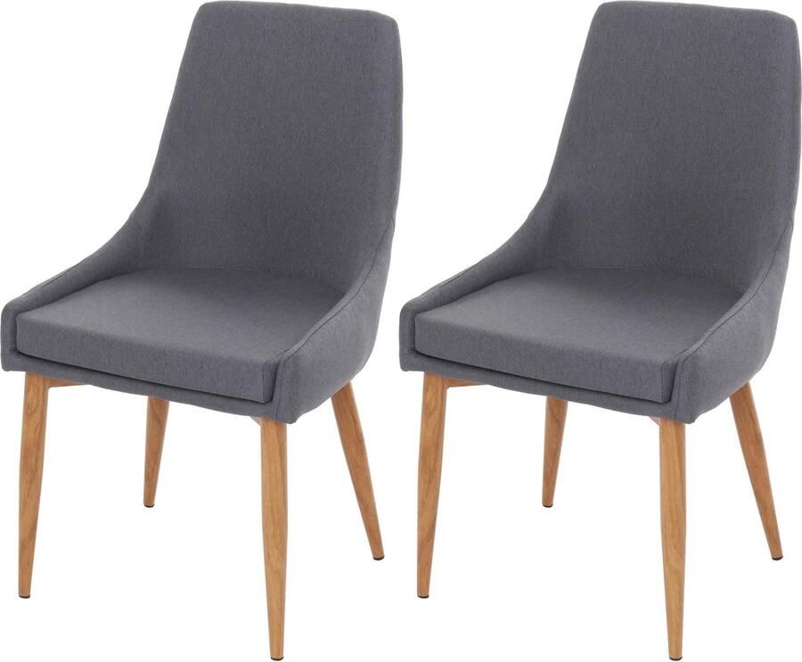 Cosmo Casa 2-delige Eetkamerstoel Set Retro Design Keukenstoel Stof Donkergrijs