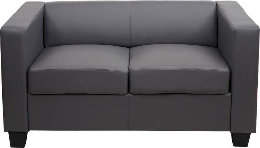 Cosmo Casa 2-Zits Bank HWC-Lille Lounge Bank Kunstleer Donkergrijs