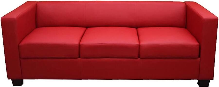 Cosmo Casa 3-Zits Bank Lille Lounge Sofa Kunstleer Rood