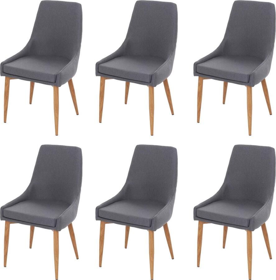 Cosmo Casa 6-delige Eetkamerstoel Set Retro Design Keukenstoel Stof Donkergrijs