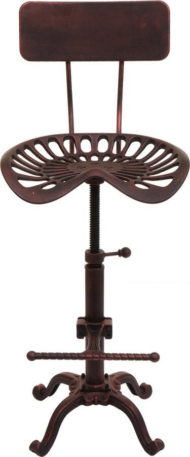 Cosmo Casa Barkruk Verstelbare Draaibare Barkruk met Voetsteun Industrieel Metaal Koperkleurig