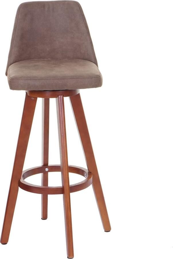 Cosmo Casa Barstoel Barkruk Tresenhocker- Houten Textiel Draaibaar Vintage bruin- Lichtbruine Poten