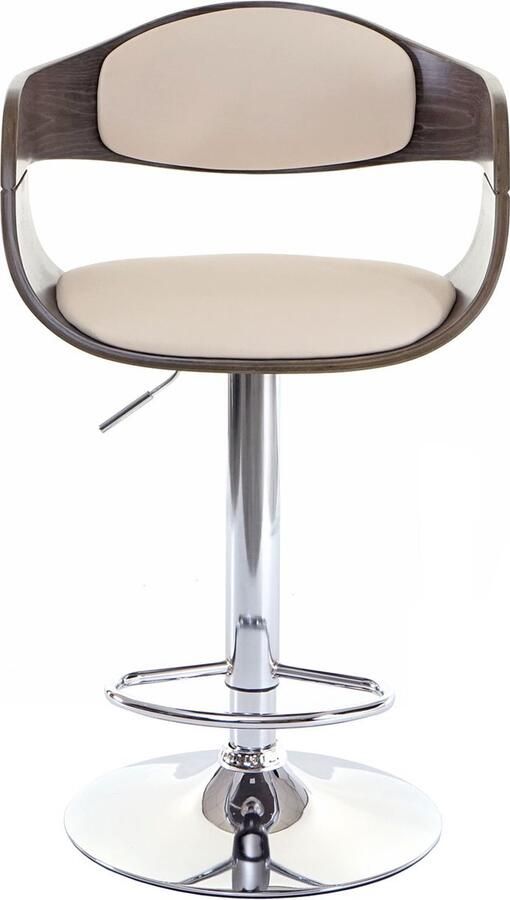 Cosmo Casa Barstoel Houten Retro-Design Barstoel Grijs Kunstleer Crème