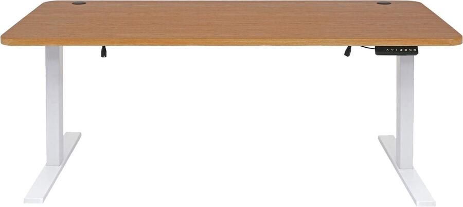 Cosmo Casa Bureau Computertafel Elektrisch Hoogte Verstelbaar 160x80cm 53kg MVG Bruine Structuur Wit