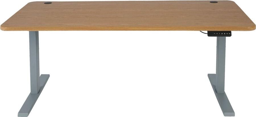 Cosmo Casa Bureau Computertafel Elektrisch Hoogte Verstelbaar 160x80cm 53kg MVG Bruine Structuur Grijs