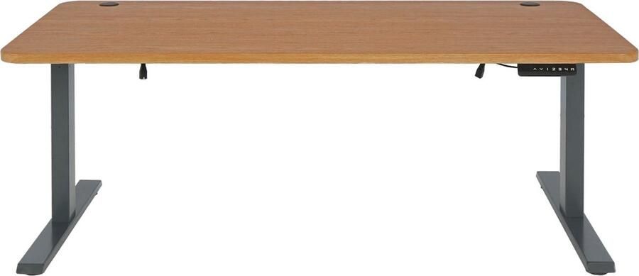 Cosmo Casa Bureau Computertafel Elektrisch Hoogte Verstelbaar 160x80cm 53kg MVG Bruine Structuur Antraciet Grijs
