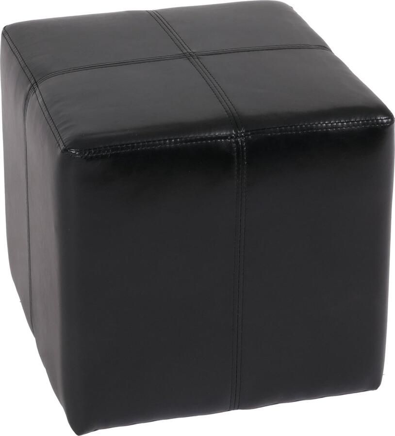 Cosmo Casa Cube Poef Onex Leren en Kunstleer Opbergpoef MVG-gecertificeerd 36x36x36cm Zwart