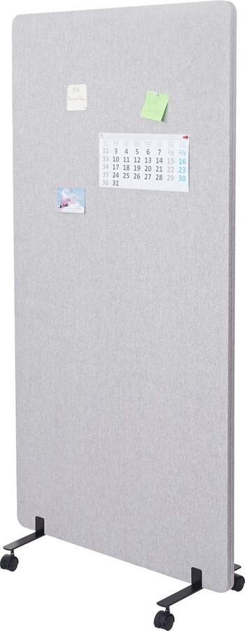 Cosmo Casa Geluidsdichte Scheidingswand Kantoor Privacy Scherm Kamerverdeler met Prikbord Dubbelwandig Rollen Stof 167x80cm Grijs