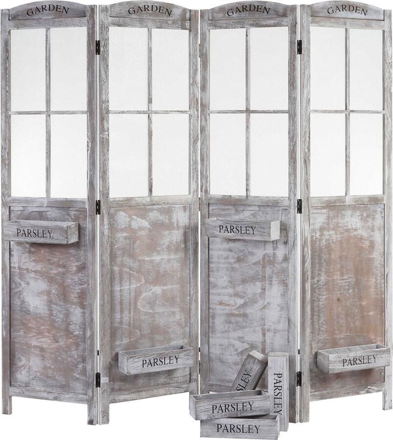 Cosmo Casa Scheidingswand Kamerscherm Paravent Multifunctioneel Opvouwbaar met Plantenmanden