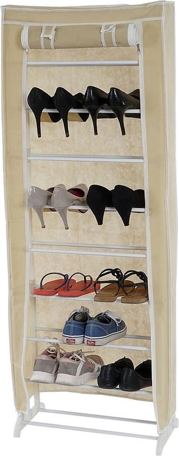 Cosmo Casa Schoenenkast Kampeerkast Opvouwbare Kast Stof Crème 140x52x18cm