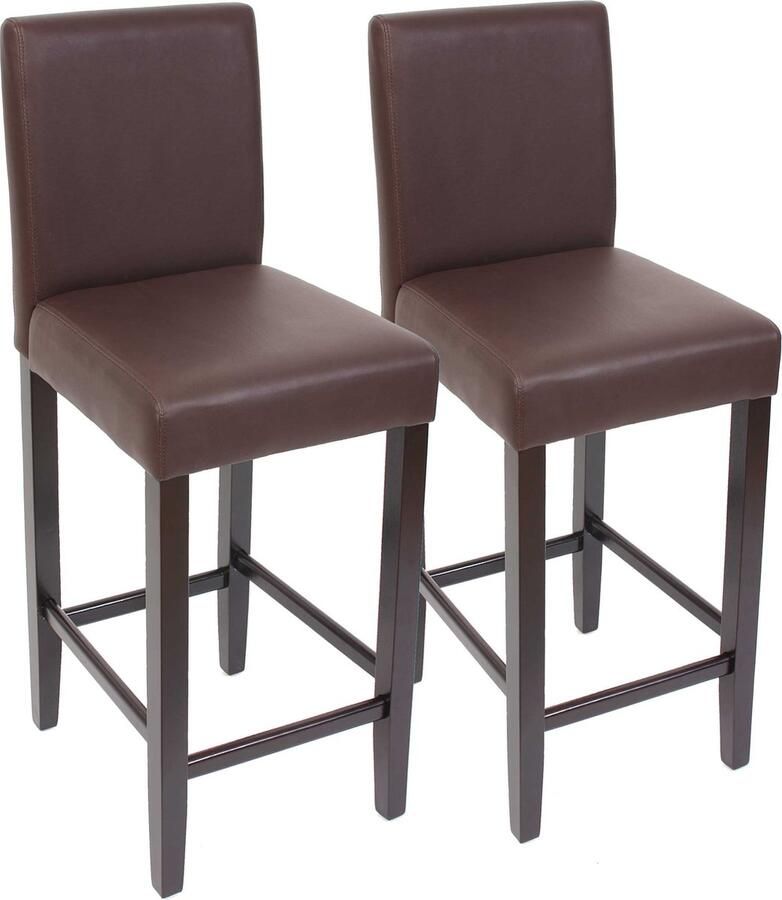 Cosmo Casa Set van 2 Barkrukken Kunstleer Bruin Donkere Poten