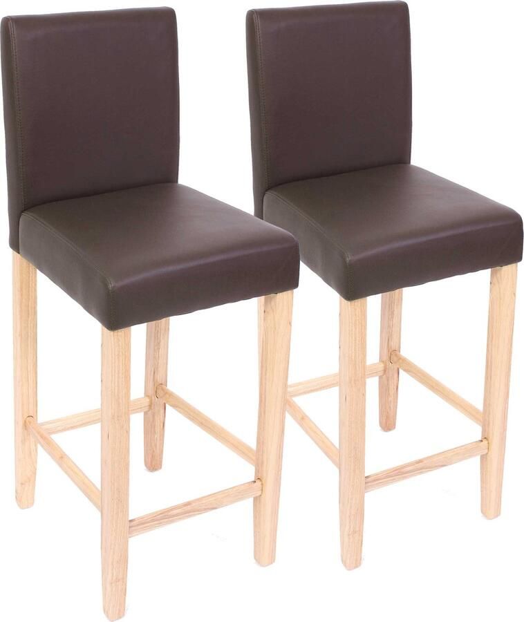 Cosmo Casa Set van 2 Barstoelen Counterstoelen M37 Leer Bruin Lichte Voeten