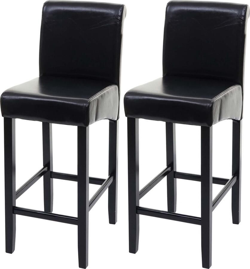 Cosmo Casa Set van 2 Barstoelen Tafelstoelen Hout Zwart Donkere Poten Leder