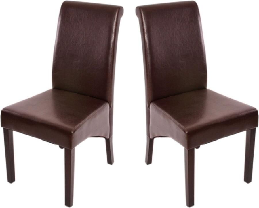 Cosmo Casa Set van 2 Eetkamerstoelen Beklede Armstoel Leer Bruin Donkere Poten