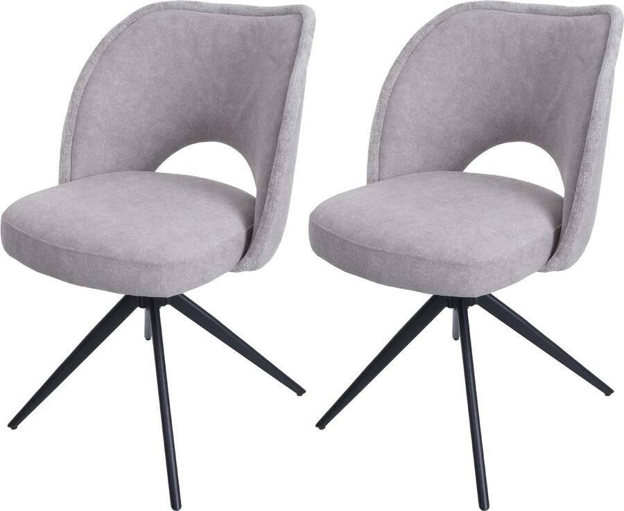 Cosmo Casa Set van 2 Eetkamerstoelen Beklede Keukenstoelen Draai- en Terugslagmechanisme Textiel (420g m²) Lichtgrijs