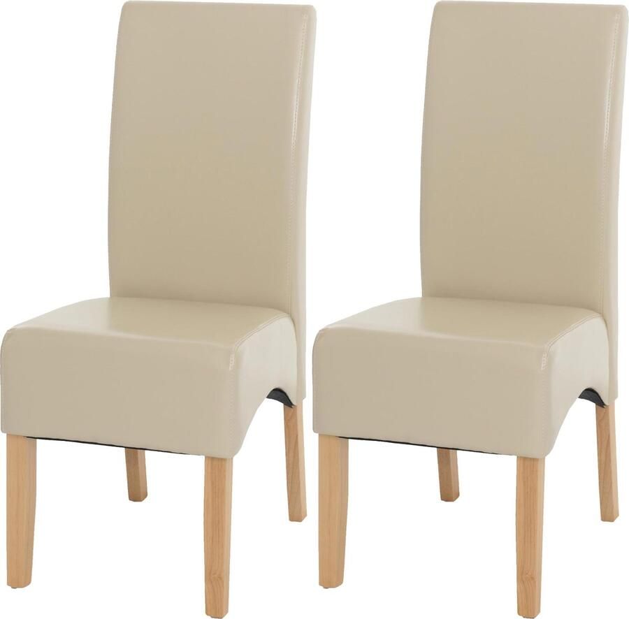 Cosmo Casa Set van 2 Eetkamerstoelen Keukenstoelen Leder Crème Lichte Poten