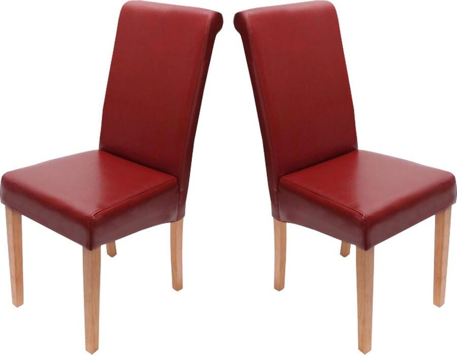 Cosmo Casa Set van 2 Eetkamerstoelen Keukenstoelen Leder Rood Lichte Poten