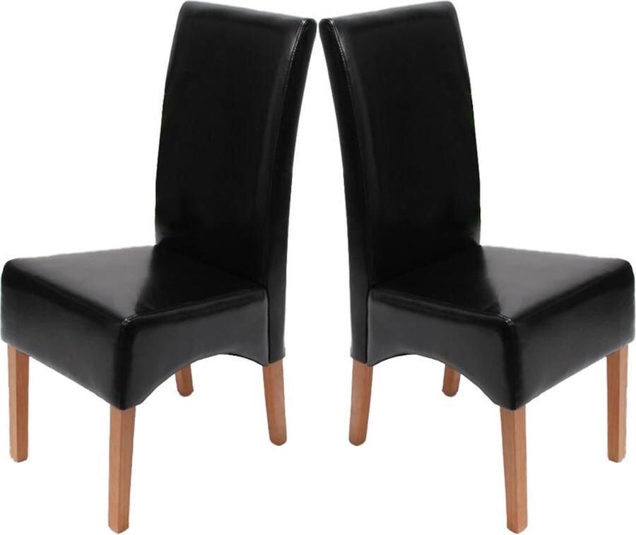 Cosmo Casa Set van 2 Eetkamerstoelen Keukenstoelen Leder Zwart Lichte Poten