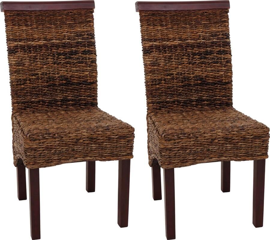 Cosmo Casa Set van 2 Eetkamerstoelen Korfstoel Bananenweefsel Licht Zonder Kussen